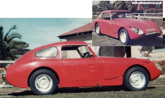 Photos of the red Austin Healey car