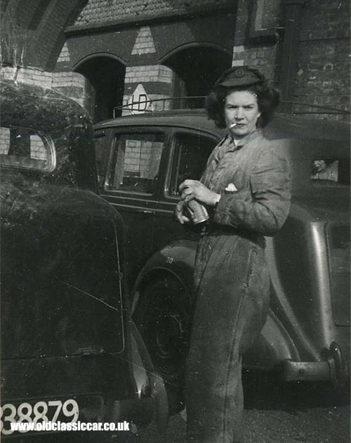 An ATS girl smoking a Woodbine while working on a Humber