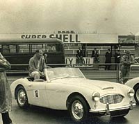 An Austin Healey 100/6 sports car