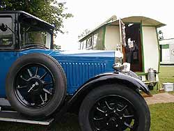 Historic car and caravan seen at Goodwood