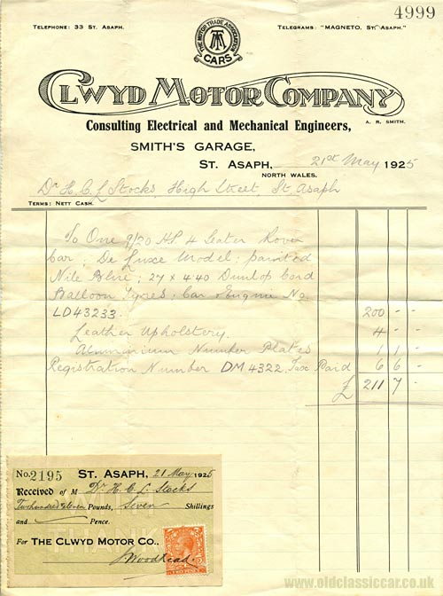 Clwyd Motor Company in 1925