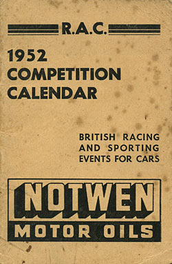 Competition calendars for 1951 and 1952