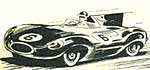 Mike Hawthorn in a D Type Jaguar drawing
