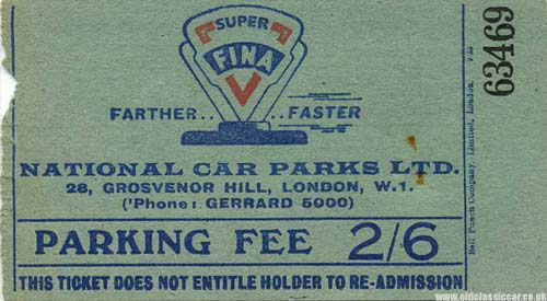 Fina fuels advertise on this parking ticket