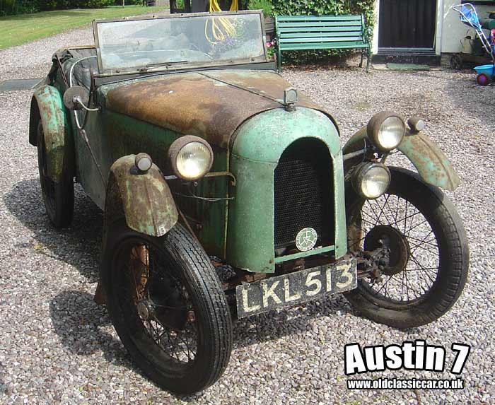 The vintage Austin 7 2-seater at home