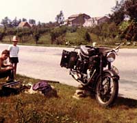 Repairing the Velocette's puncture