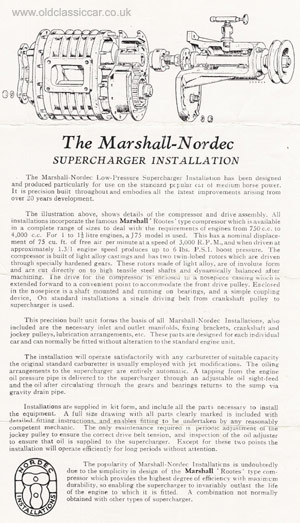 Marshall Nordec supercharger information sheet