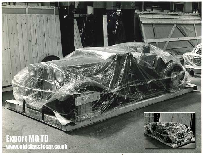 A brand new MG TD at the factory ready for export