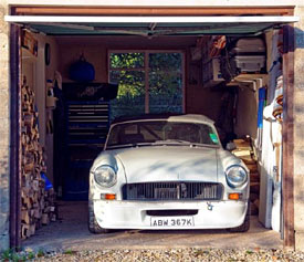 At home in its English garage