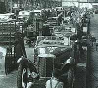 MG cars being built at the factory