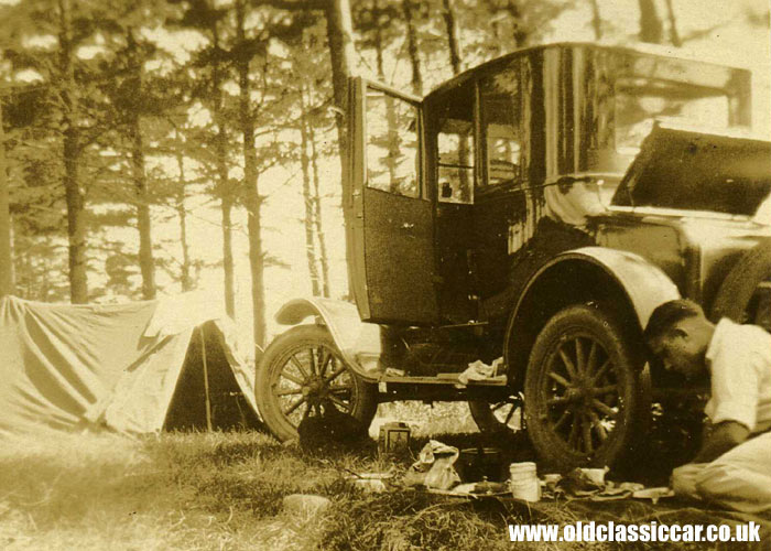 Another Model T Ford coupe, on a camping trip