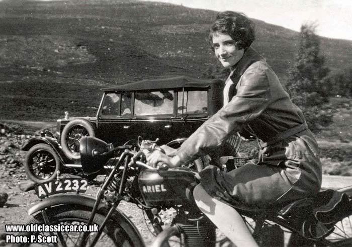 The Morris pictured with an Ariel motorcycle