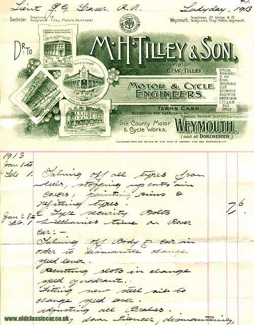 A motor engineer's invoice from 1913