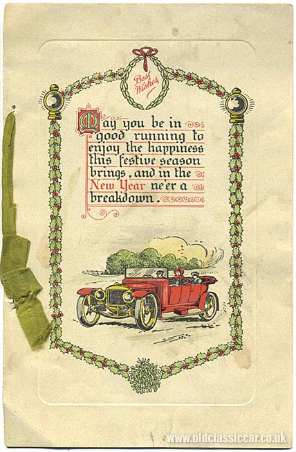 Vintage Christmas card for motorists
