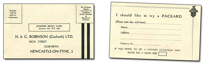 Business reply card