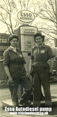 1950s petrol pump & attendant