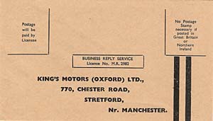 1960s style pre-paid envelope