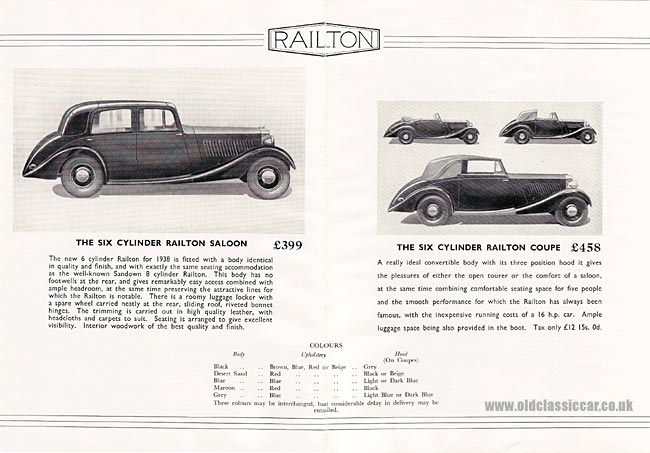 Brochure for Railton Cars