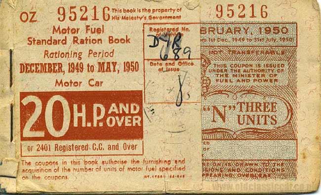 A fuel ration coupon for a 20hp car