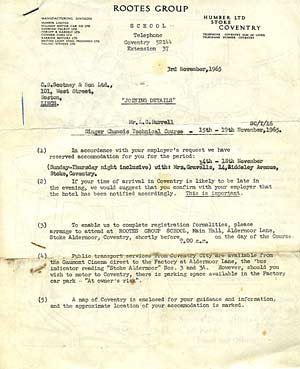 Singer Chamois training invite letter