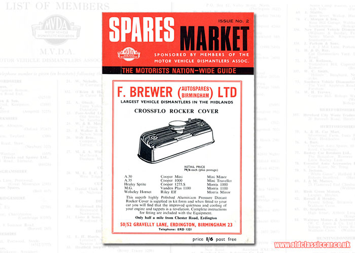 Classic car spares magazine from the 1960s