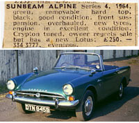 Peter's 1964 Sunbeam Alpine