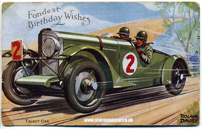 Talbot 105 sports car on this card