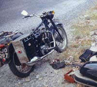 Repairing the Velocette's puncture