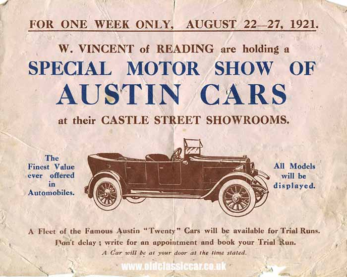 Invite to test the Austin 20 cars