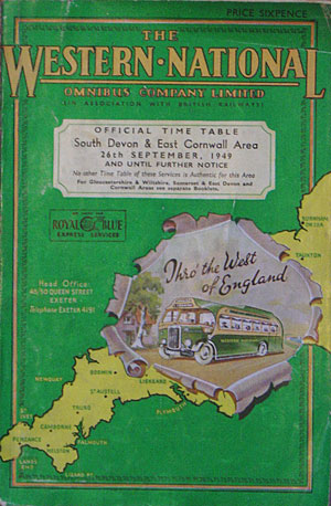 Cover from a Western National bus timetable