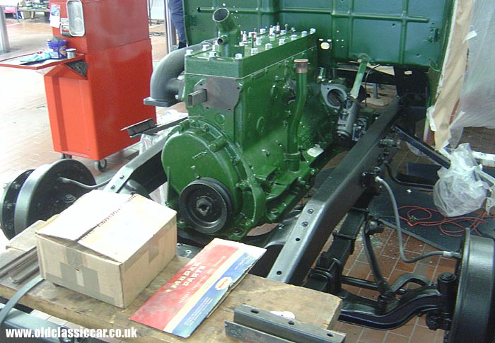 Engine bolted into the chassis