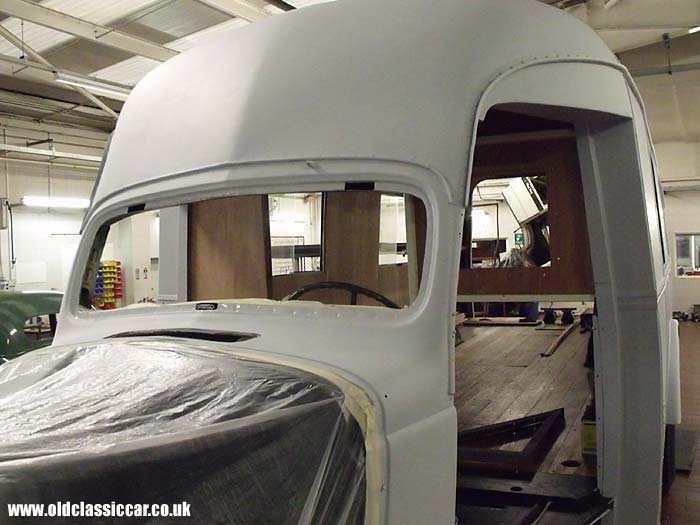 The lorry cab in undercoat