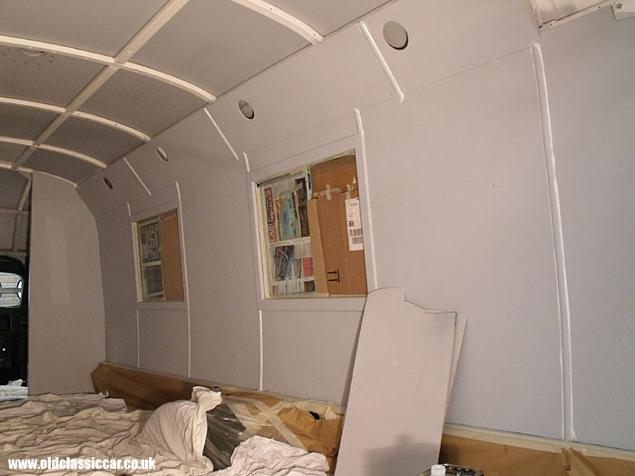 Painting the interior of the lorry