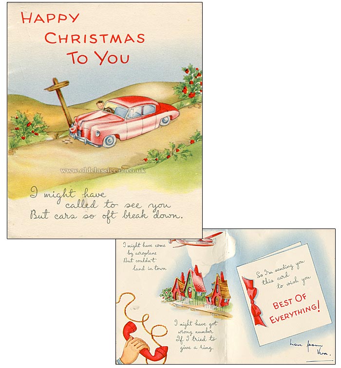 Car-related Christmas card from the 1950s