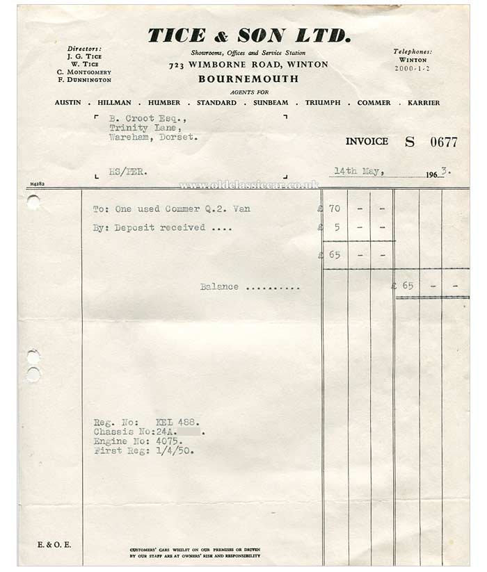 The Commer Q2's invoice