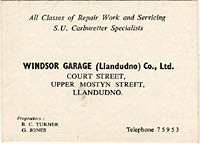 Windsor Garage business card