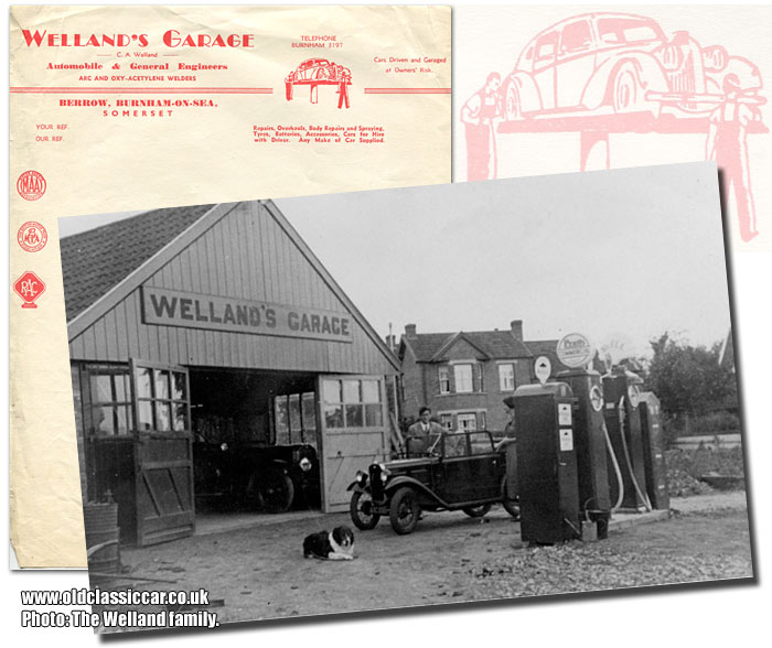 Letterheading and photo of Welland's Garage