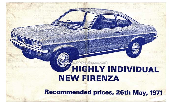 Vauxhall Firenza price list