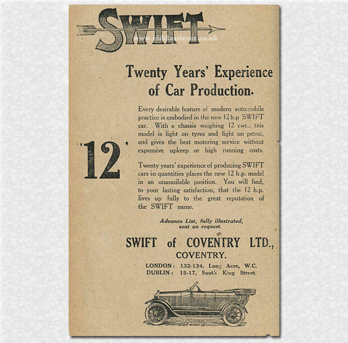 Swift of Coventry car advert, 1920
