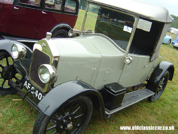Photograph of the Wolseley Tourer on display at Astle Park in Cheshire.