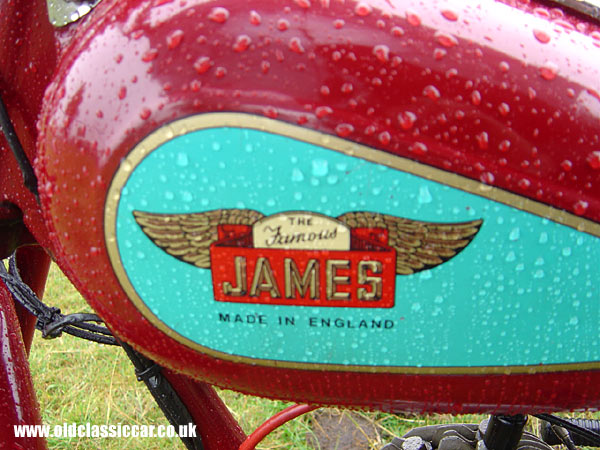 Photograph of the James Motorcycle on display at Astle Park in Cheshire.