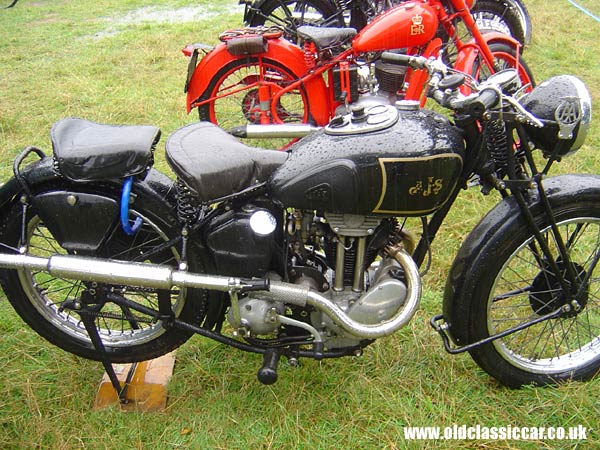 Photograph of the AJS twin on display at Astle Park in Cheshire.