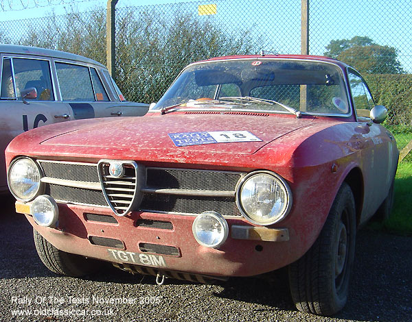 Classic Alfa Romeo Giulia GTV car on this vintage rally