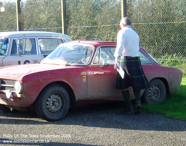 Classic Alfa Romeo Giulia GTV car on this vintage rally