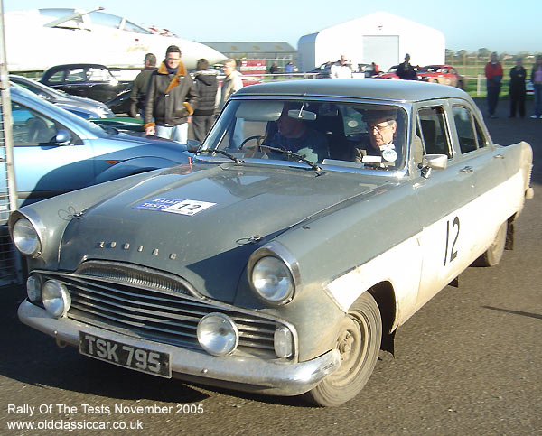 Classic Ford Zodiac Mk2 car on this vintage rally