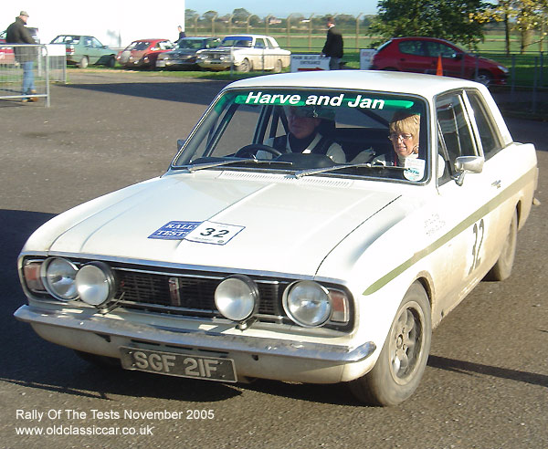 Classic Ford Cortina Lotus car on this vintage rally