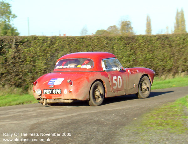 Classic Austin Healey Sprite car on this vintage rally