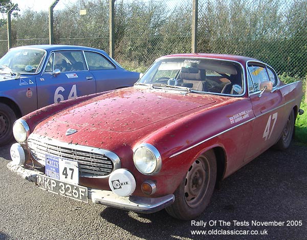 Classic Volvo P1800S car on this vintage rally
