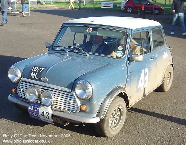 Classic Morris Mini Cooper 1275 S car on this vintage rally
