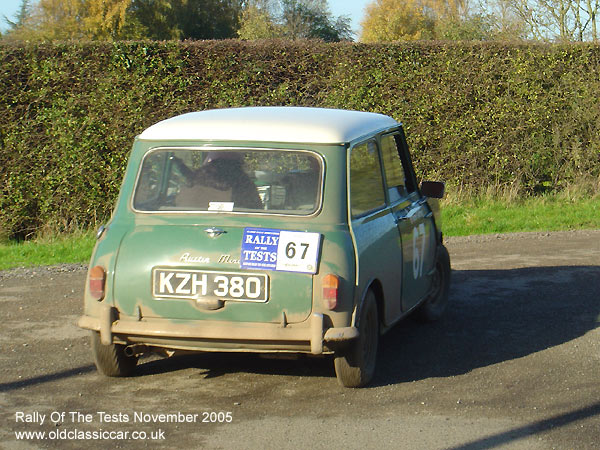 Classic Austin Mini Mk1 car on this vintage rally